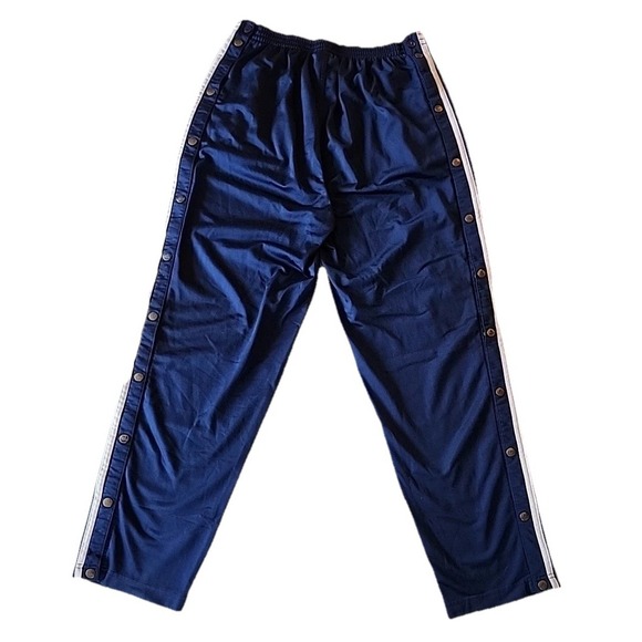 VTG Y2K 90s Adidas Pants Snap Tearaway 3 Stripe Warm Up Swisher Track Blue Men M - Picture 2 of 12